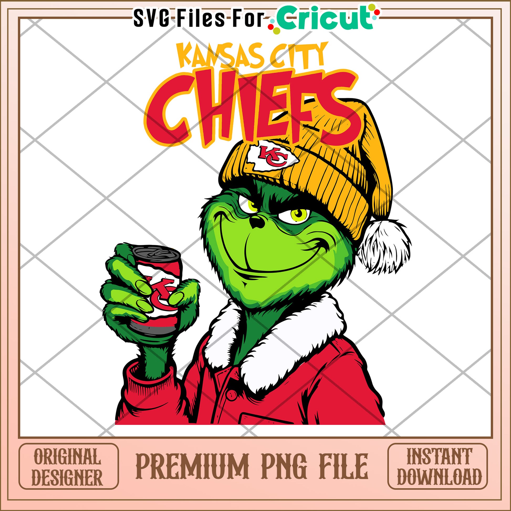 Kansas City Chiefs Grinch PNG design for crafting, instant download available