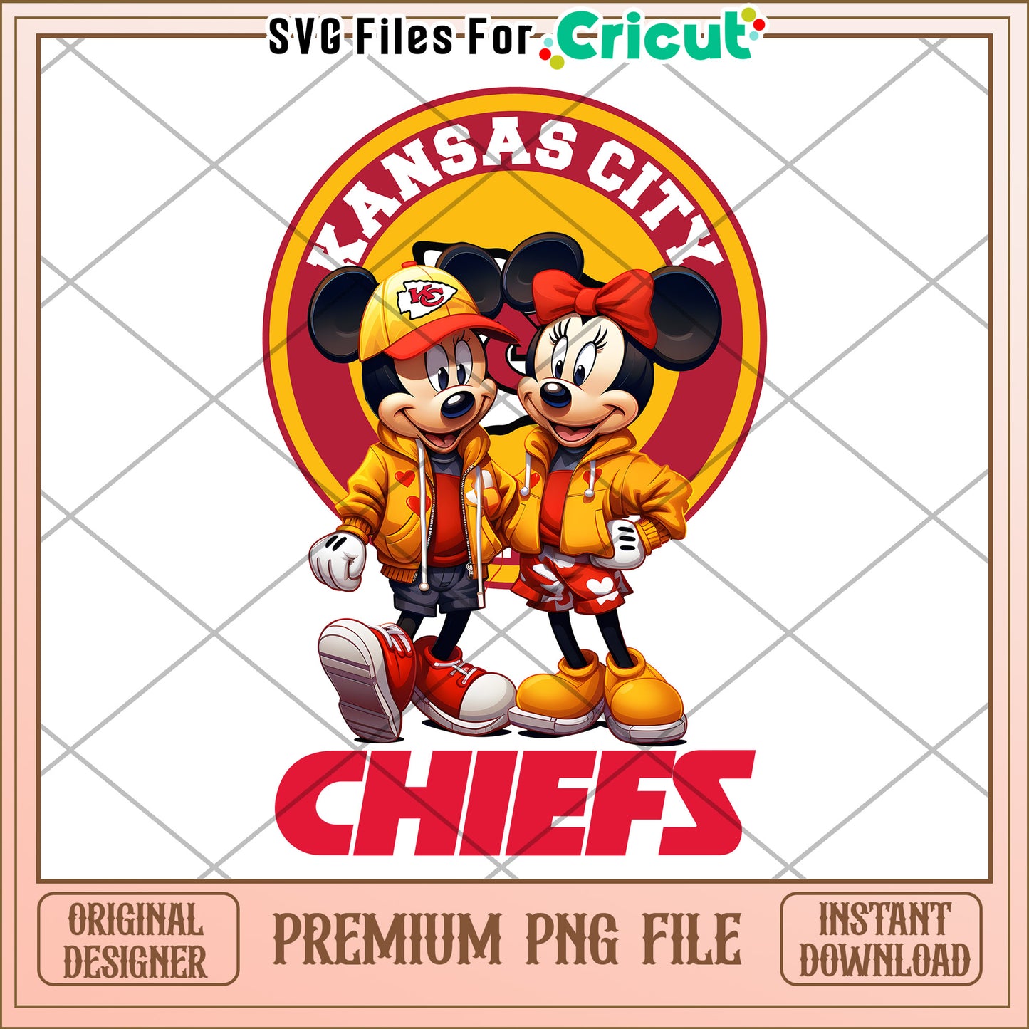 Kansas City Chiefs Mickey and Minnie Mouse PNG design, perfect for crafts and decoration