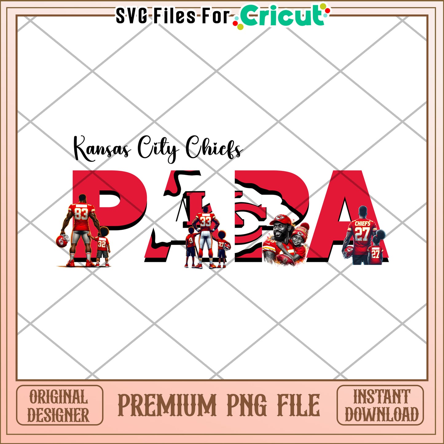 Kansas City Chiefs Papa PNG Design, Perfect for Fathers Day Gifts