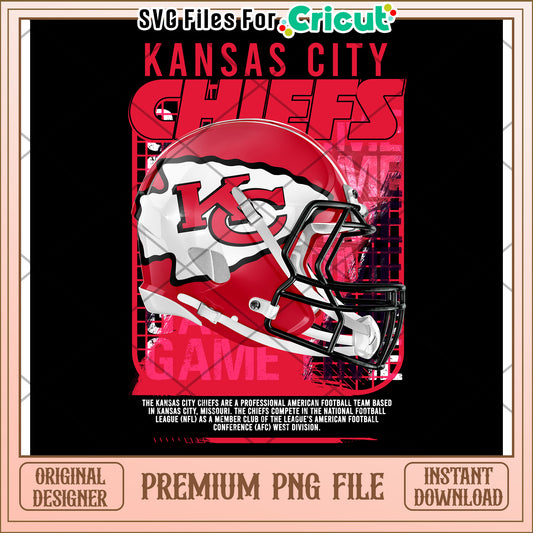 Kansas City Chiefs helmet design for Cricut, premium PNG file download