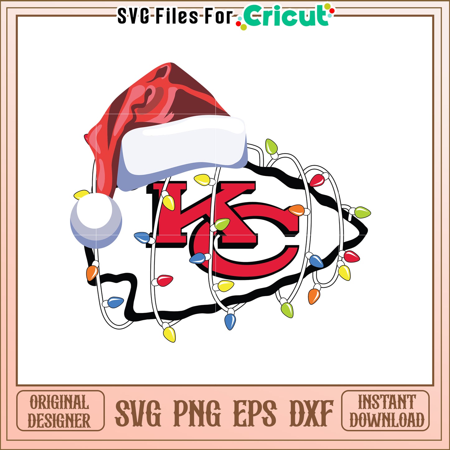 Kansas City Christmas SVG Design with Lights Hat