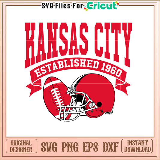 Kansas City Football SVG Design Established 1960