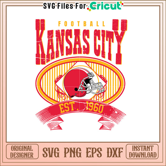 Kansas City Football Vintage SVG Design 1960