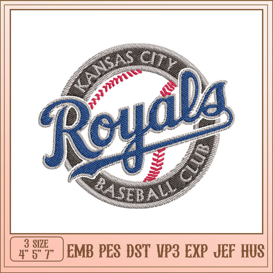 Kansas City Royals Baseball Embroidery Design