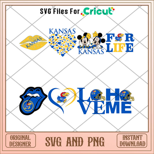 Kansas Jayhawks love svg, Kansas Jayhawks svg bundle, NCAA svg