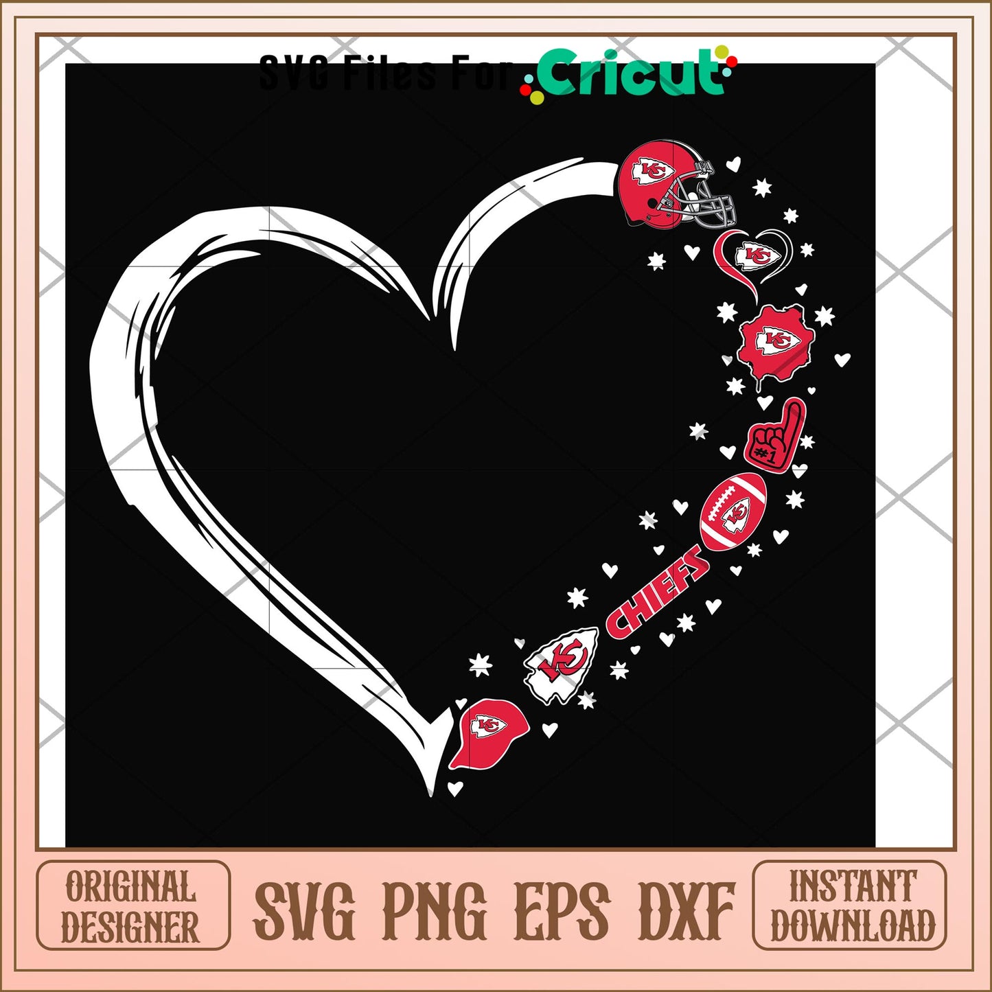 Kansas City Chiefs heart shape svg, Kansas City Chiefs svg, new nfl svg