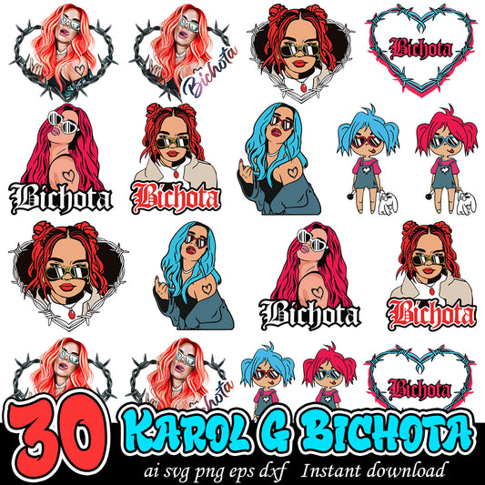 Karol G Bichota Svg Files, Karol G singer svg bundle