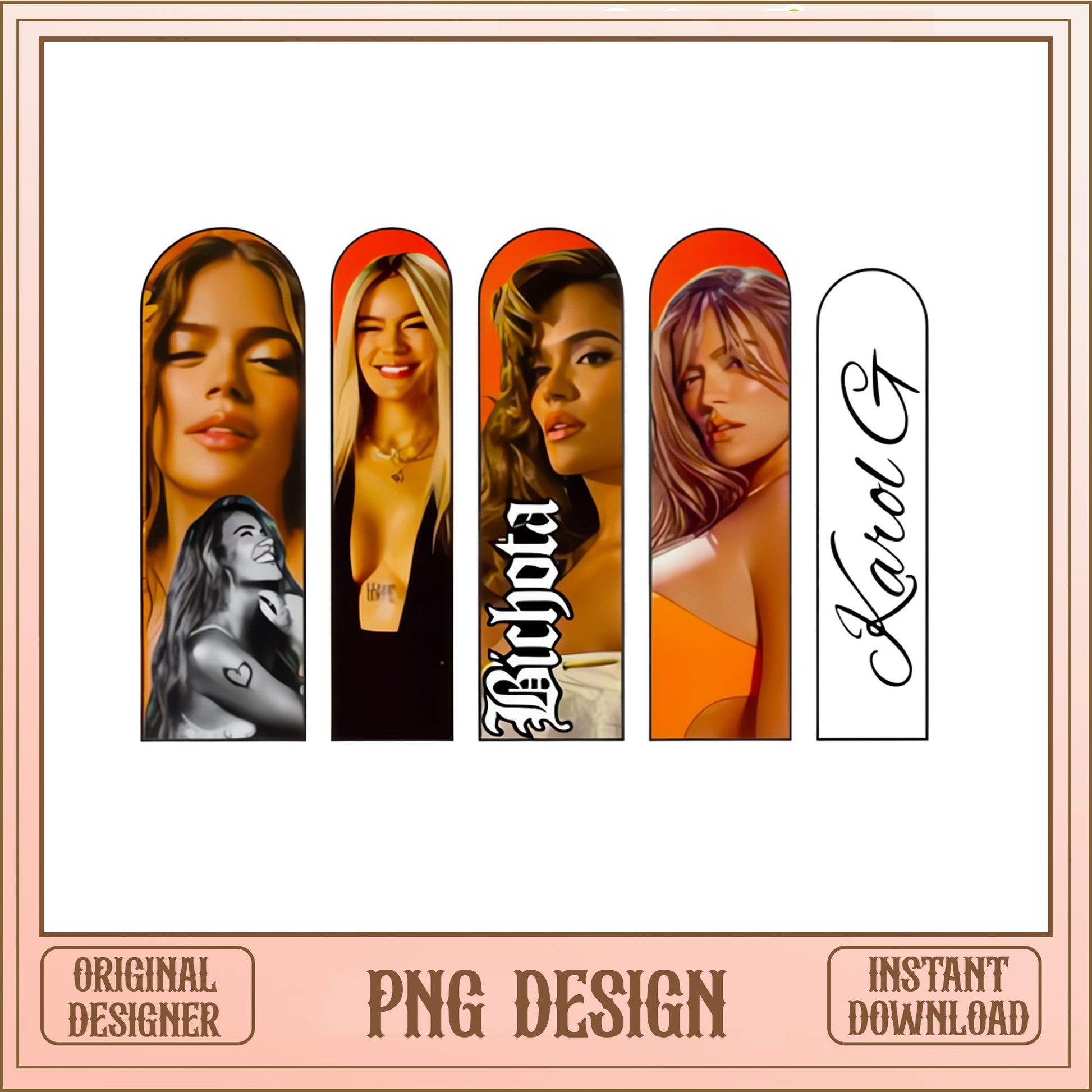 Karol G Bichota Nail Art Bundle, Latina Music PNG, Press On Nails PNG