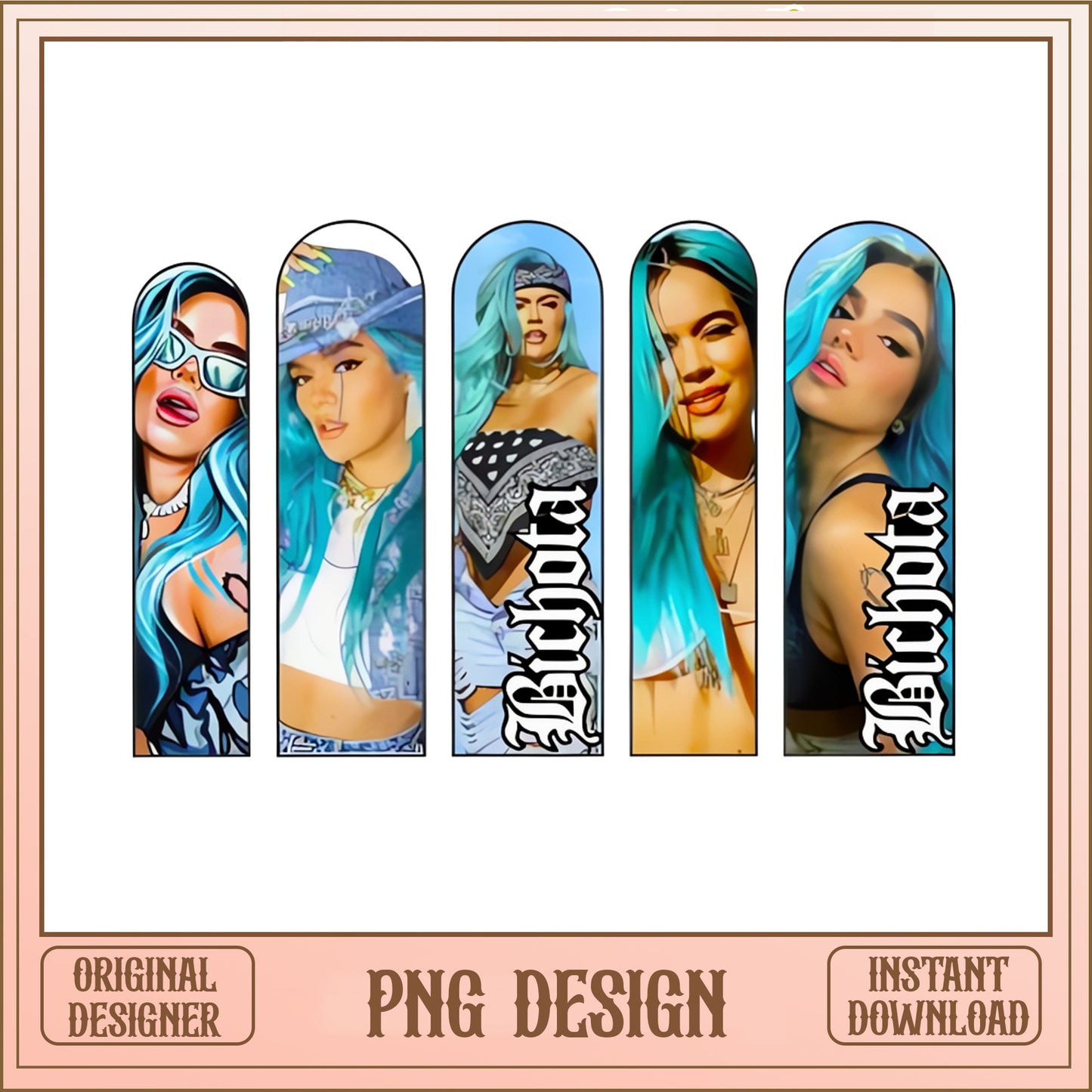 Karol G Bichota Tumbler Wrap PNG, Latina Music PNG, Cup PNG
