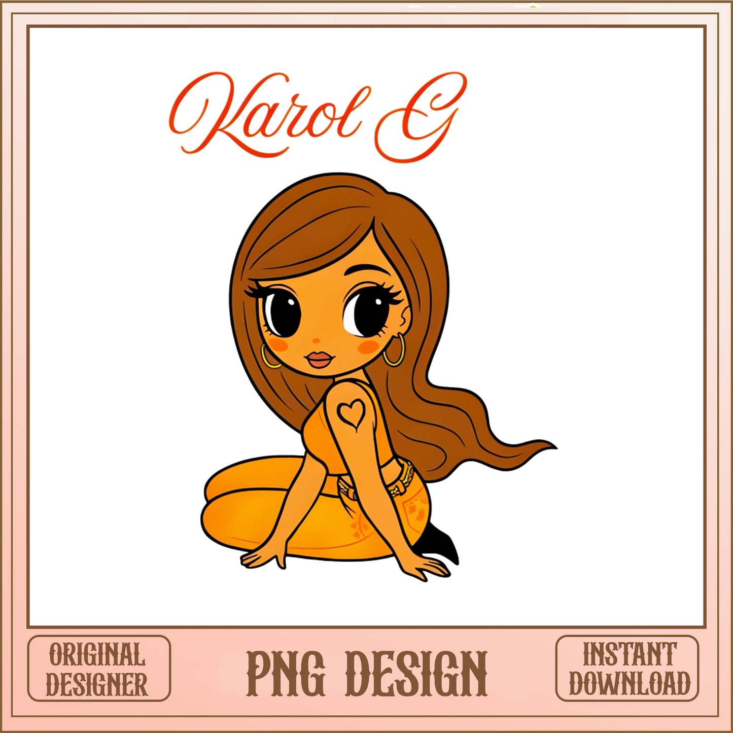 Karol G Chibi PNG, Latina Singer Clipart, Digital Download PNG