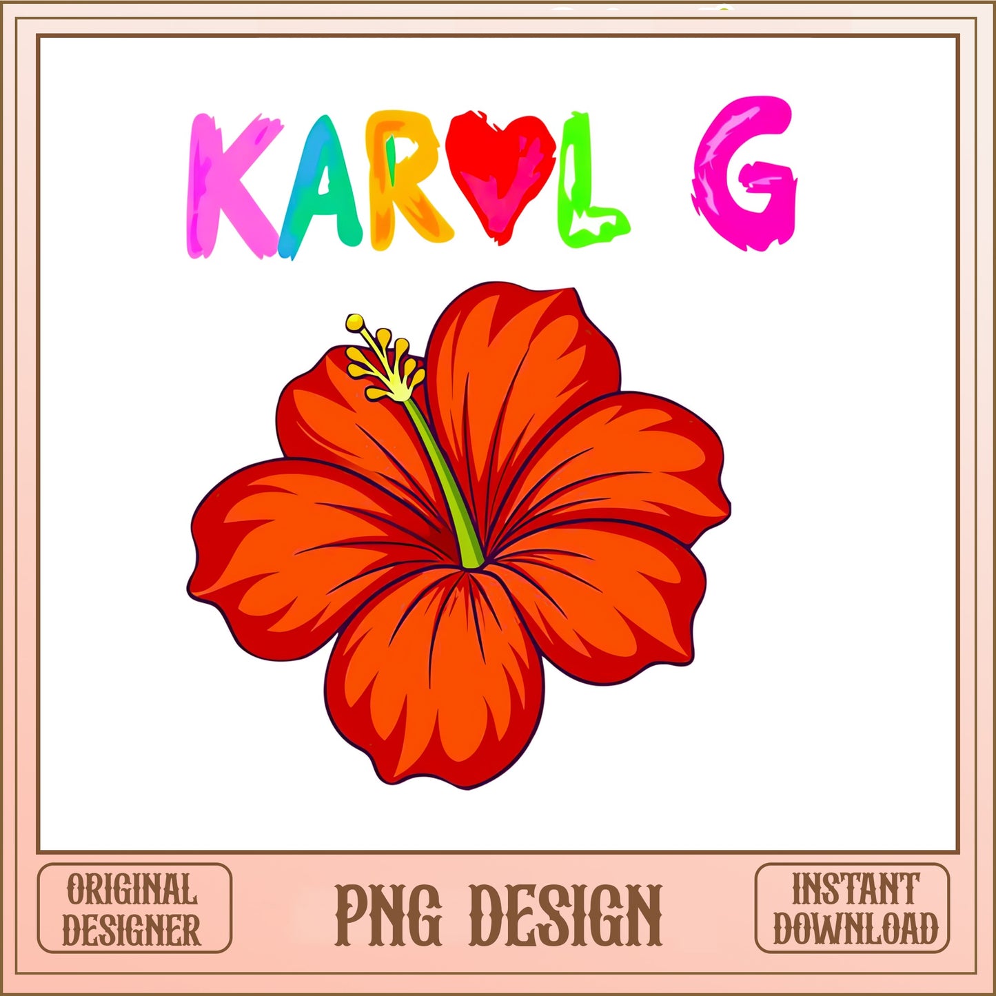 Karol G Hibiscus Flower PNG, Music Fan Shirt PNG, Concert PNG