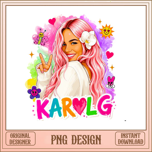 Karol G PNG, Bichota Watercolor Design PNG, Music Fan PNG
