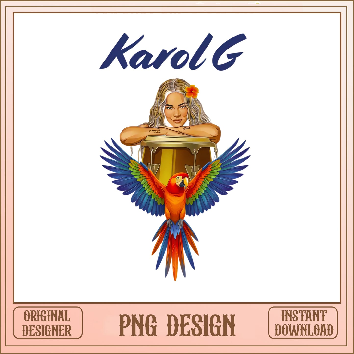 Karol G PNG Design, Latin Music Shirt, Parrot Bongo PNG