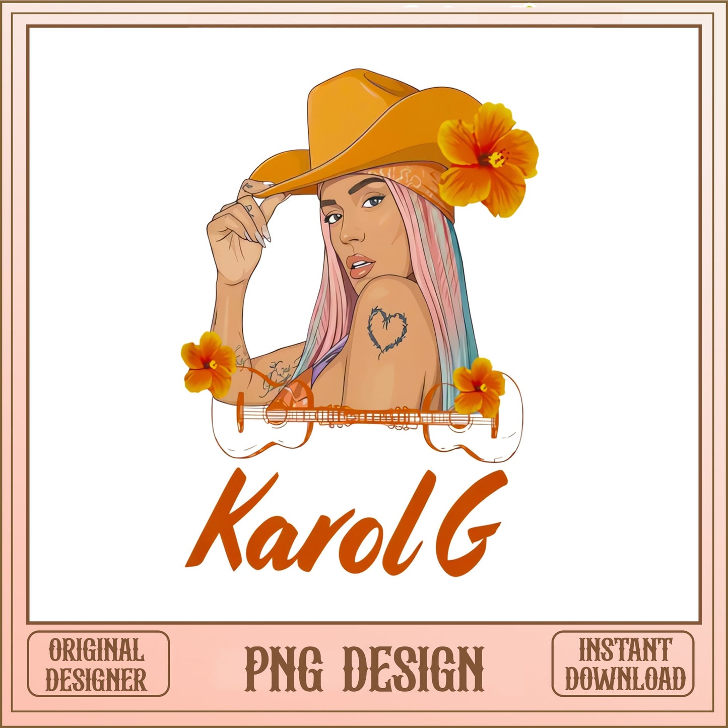 Karol G PNG Design, Latin Music Singer PNG, Cowgirl PNG