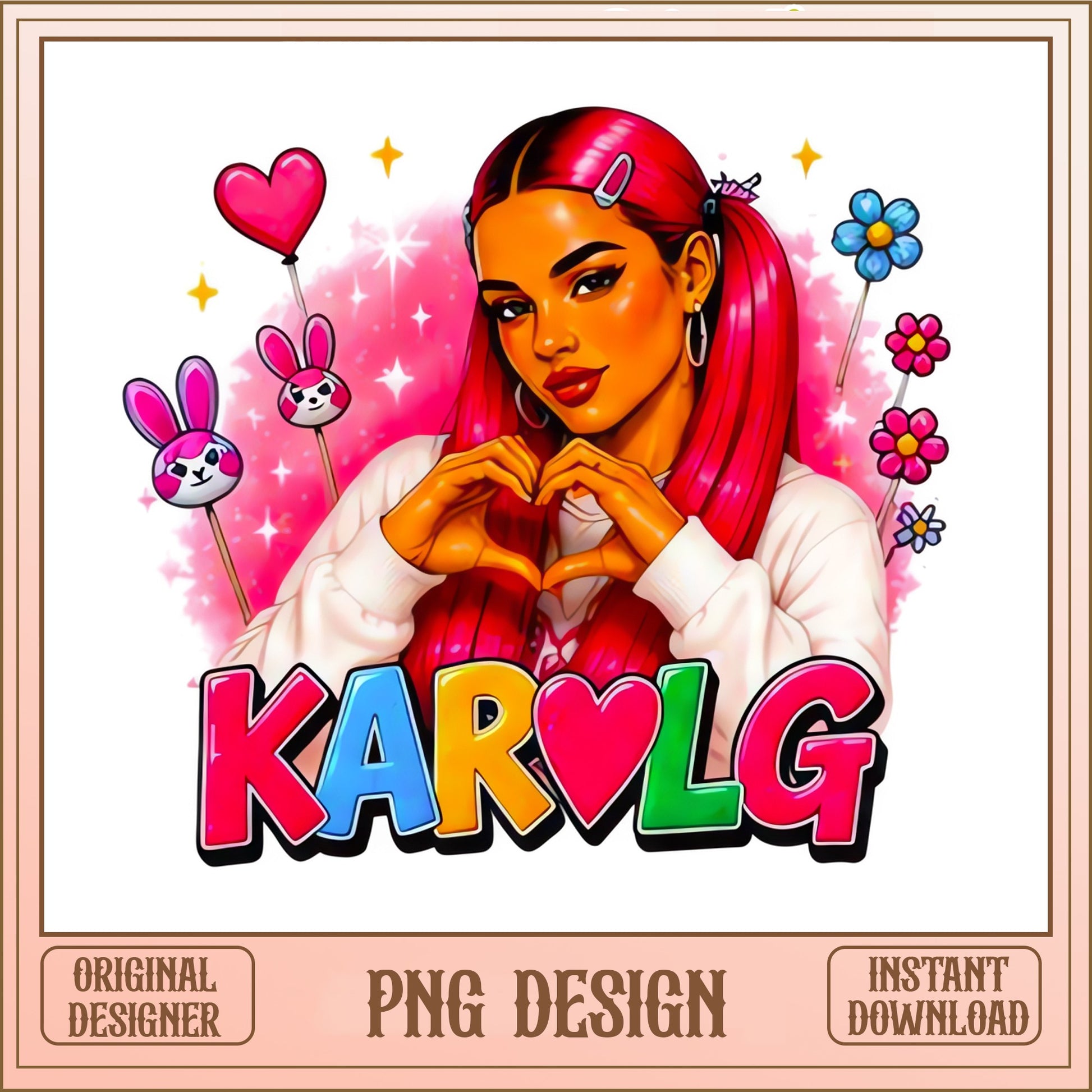 Karol G PNG, Latina Music Singer Sublimation, Valentine PNG