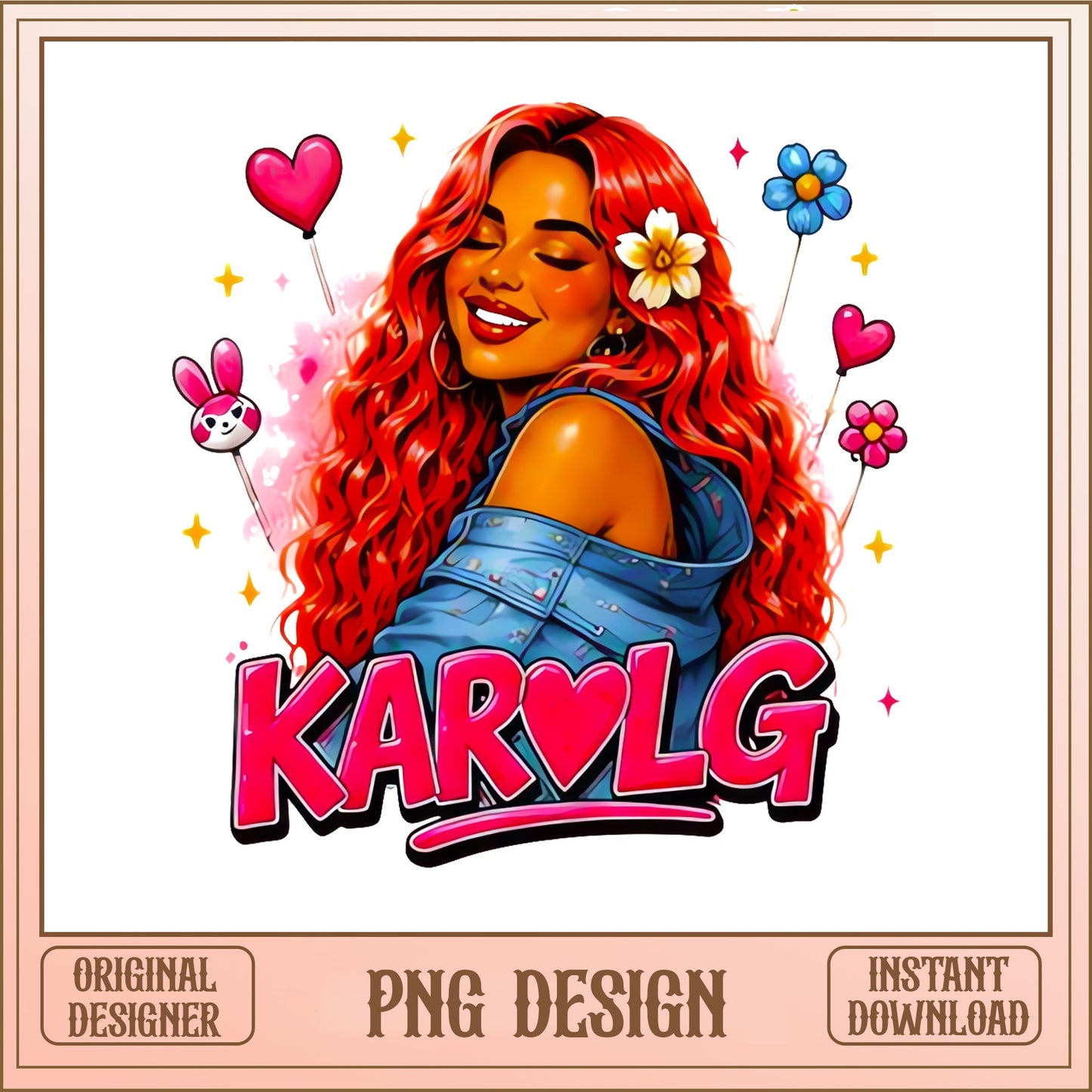 Karol G PNG, Latina Singer Sublimation, Music Fan Gift PNG