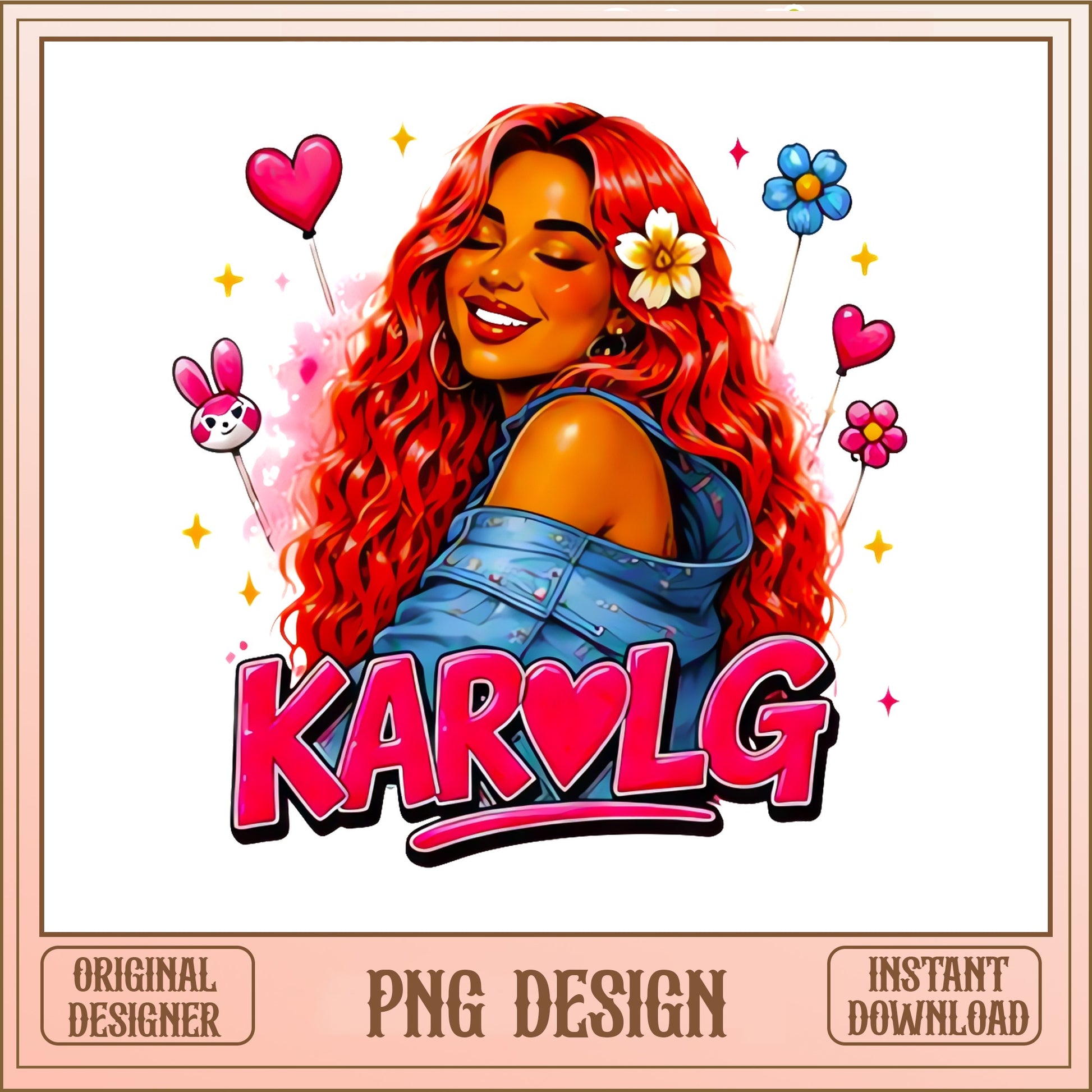 Karol G PNG, Latina Singer Sublimation, Music Fan Gift PNG
