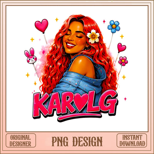Karol G PNG, Latina Singer Sublimation, Music Fan Gift PNG