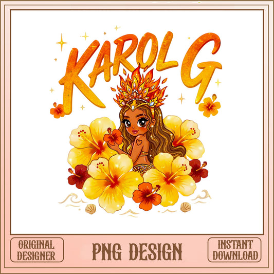 Karol G PNG Sublimation Design, Latina Music PNG, Floral PNG