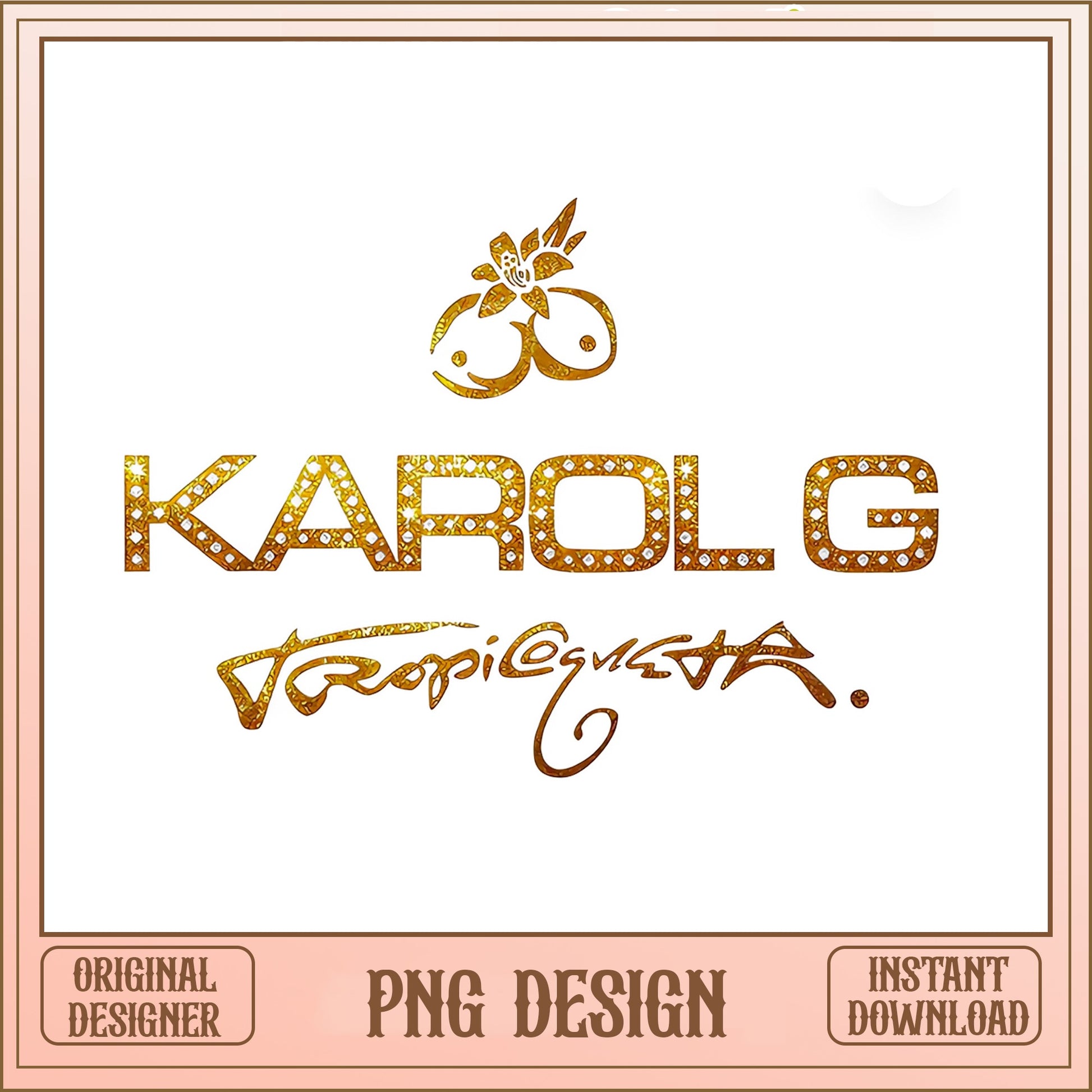 Karol G Tropicuata Gold Glitter PNG, Singer PNG, Music PNG