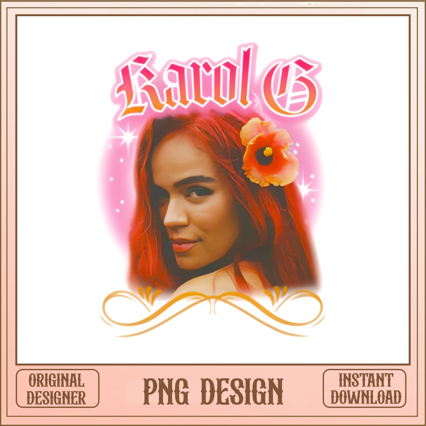 Karol G Vintage Airbrush PNG, Singer Fan Art PNG, Music PNG