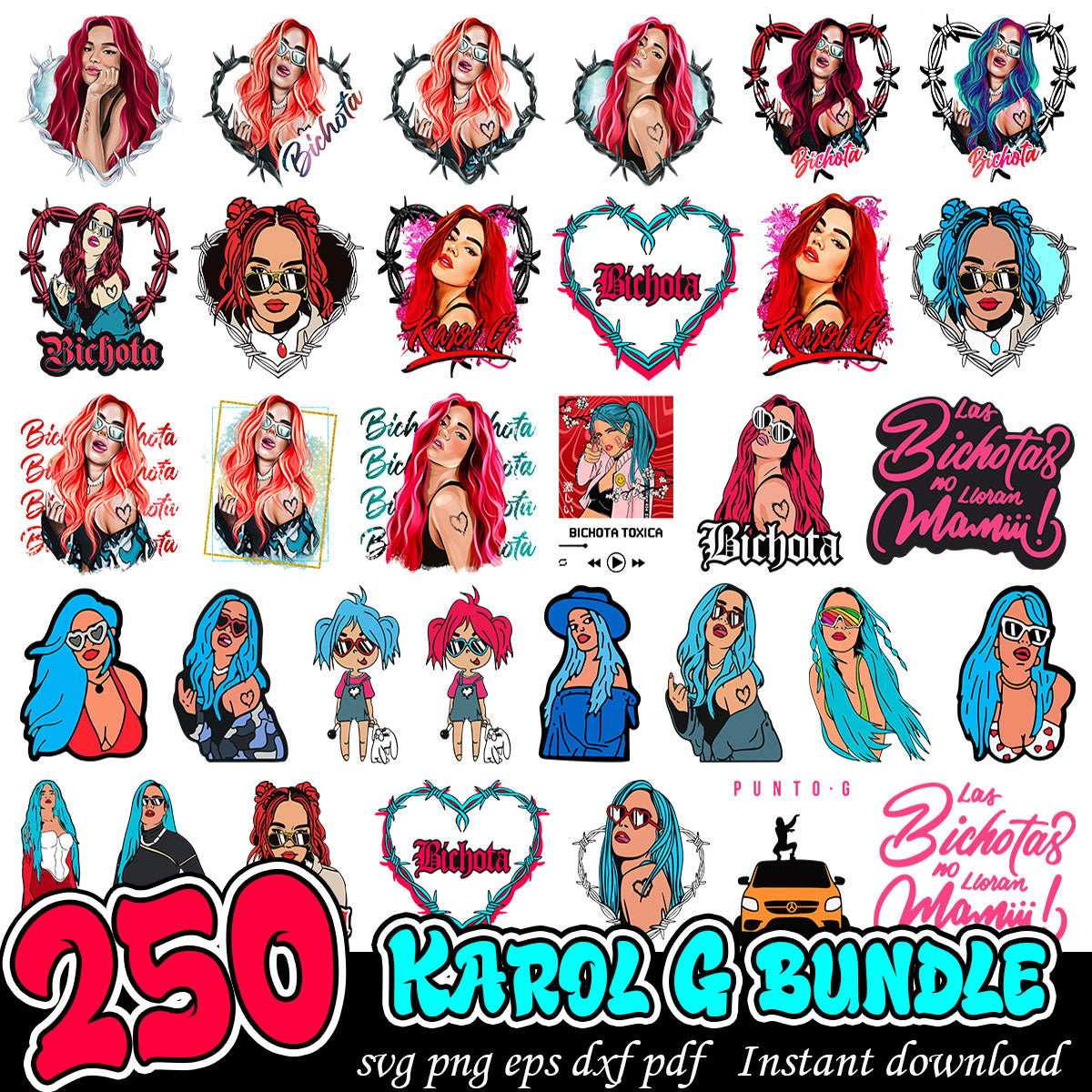 Karol G hair svg, Karol G Mañana Será Bonito svg, Karol G bundle