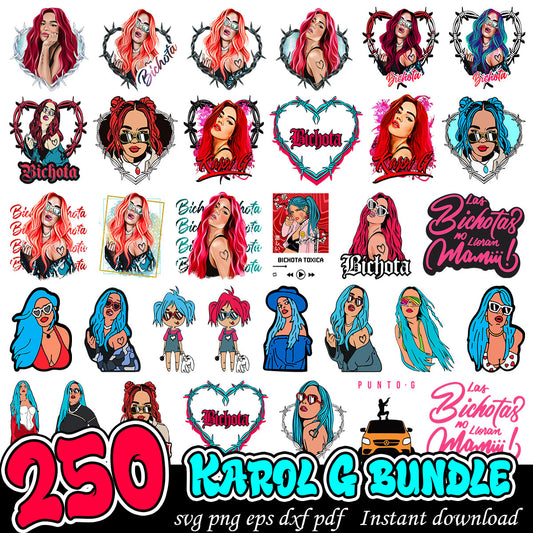 Karol G hair svg, Karol G Mañana Será Bonito svg, Karol G bundle