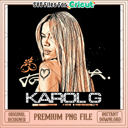 Karolg illustration png, latina music png, tropical vibes png