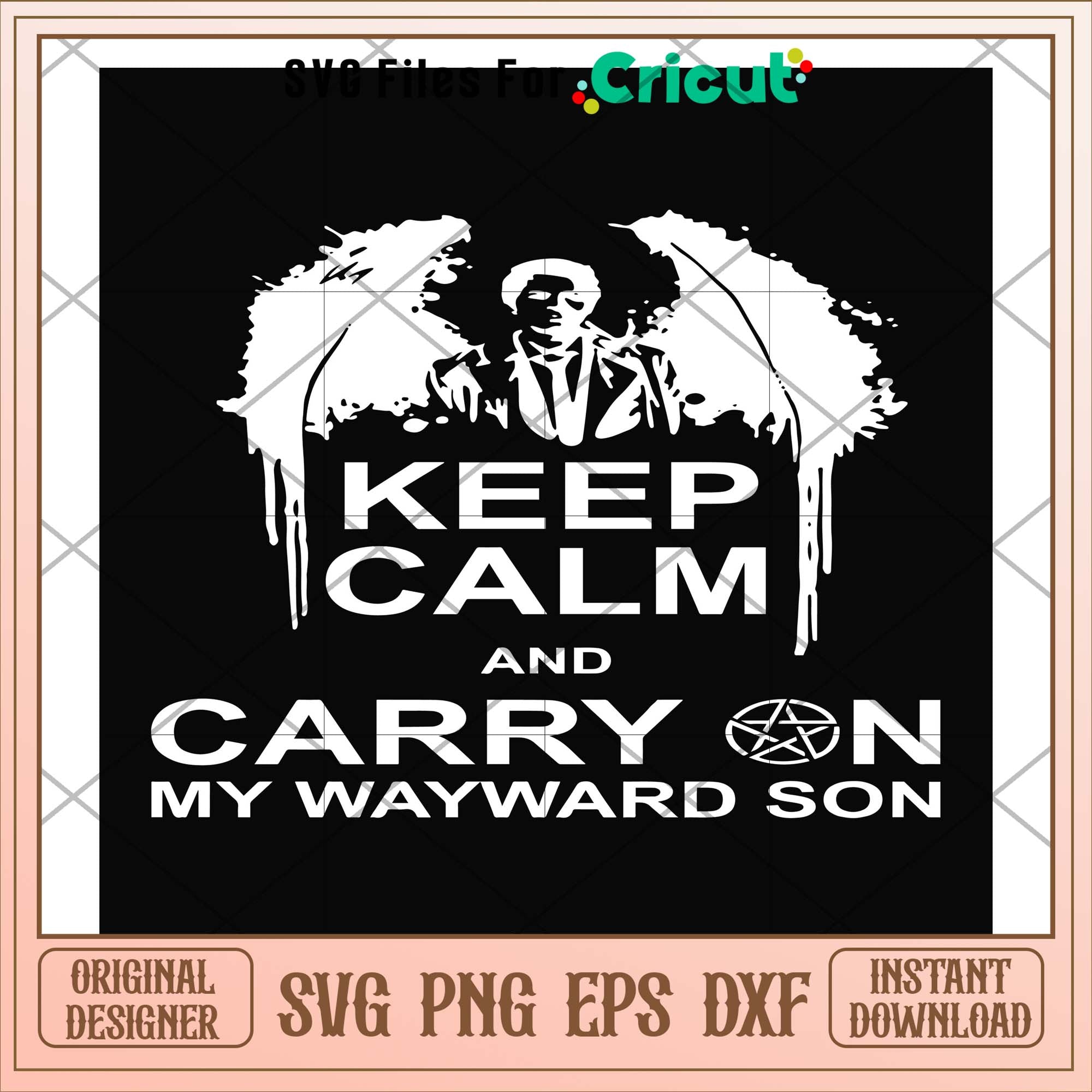 Carry On My Wayward Son Supernatural License Plate Frame - Gloss Black