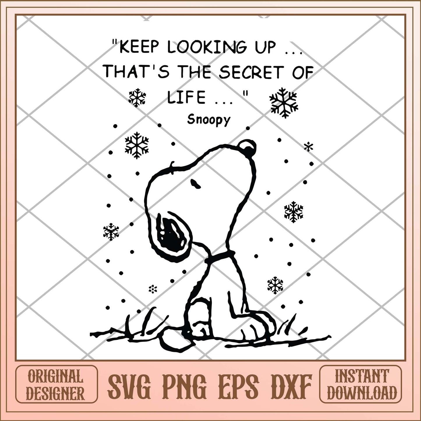 Keep looking up that is the secret of life snoopy svg, Snow Snoopy svg