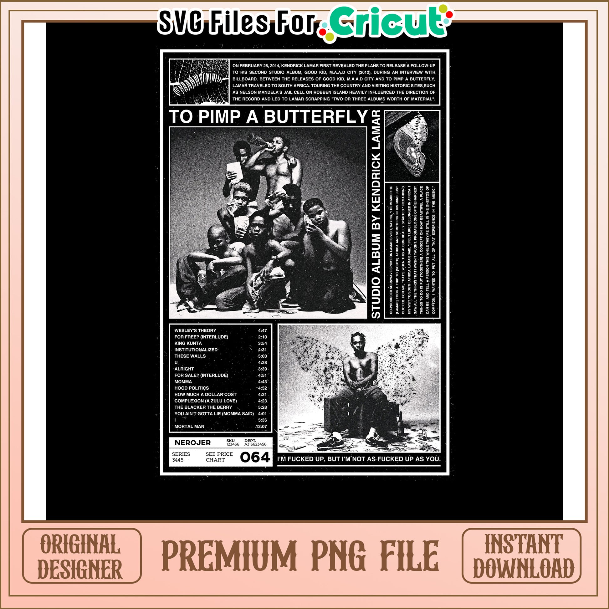 Kendrick Lamar Album Art PNG File, Perfect for Cricut Projects