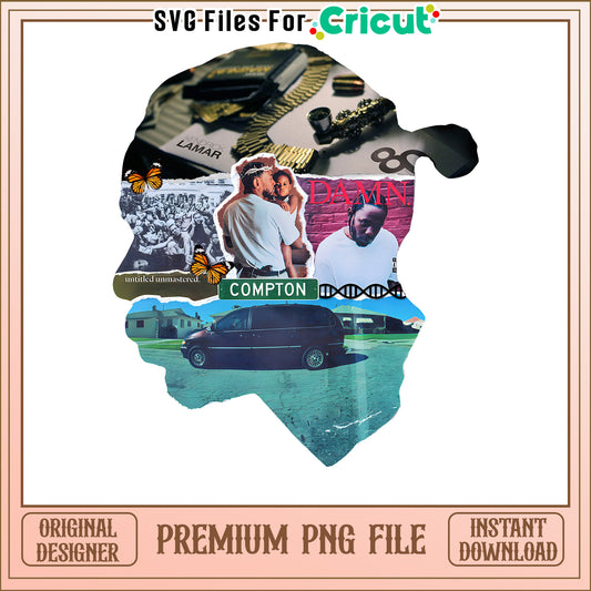 Kendrick Lamar Collage PNG File, Ideal for Cricut Projects