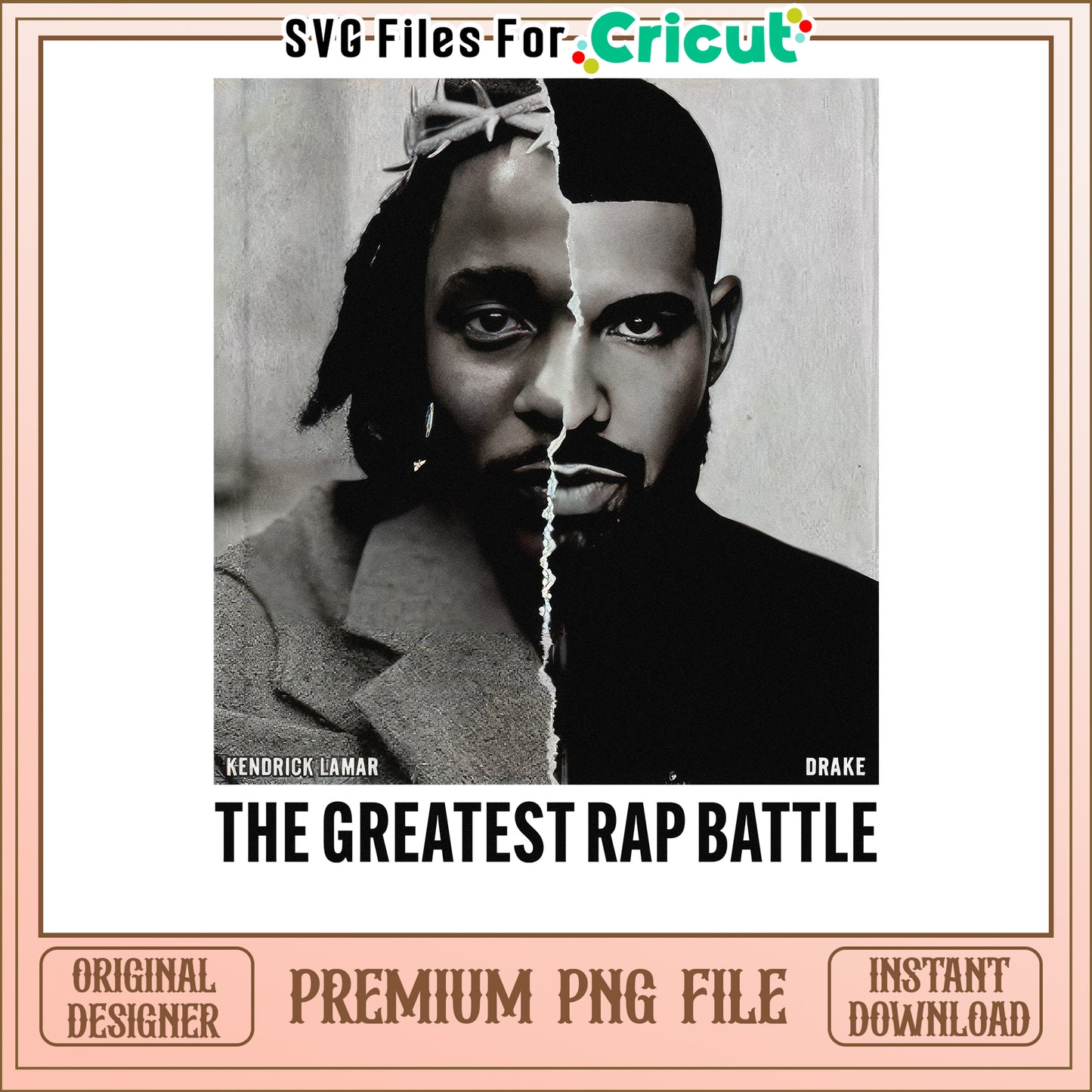 Kendrick Lamar and Drake art print design, perfect for fans and collectors