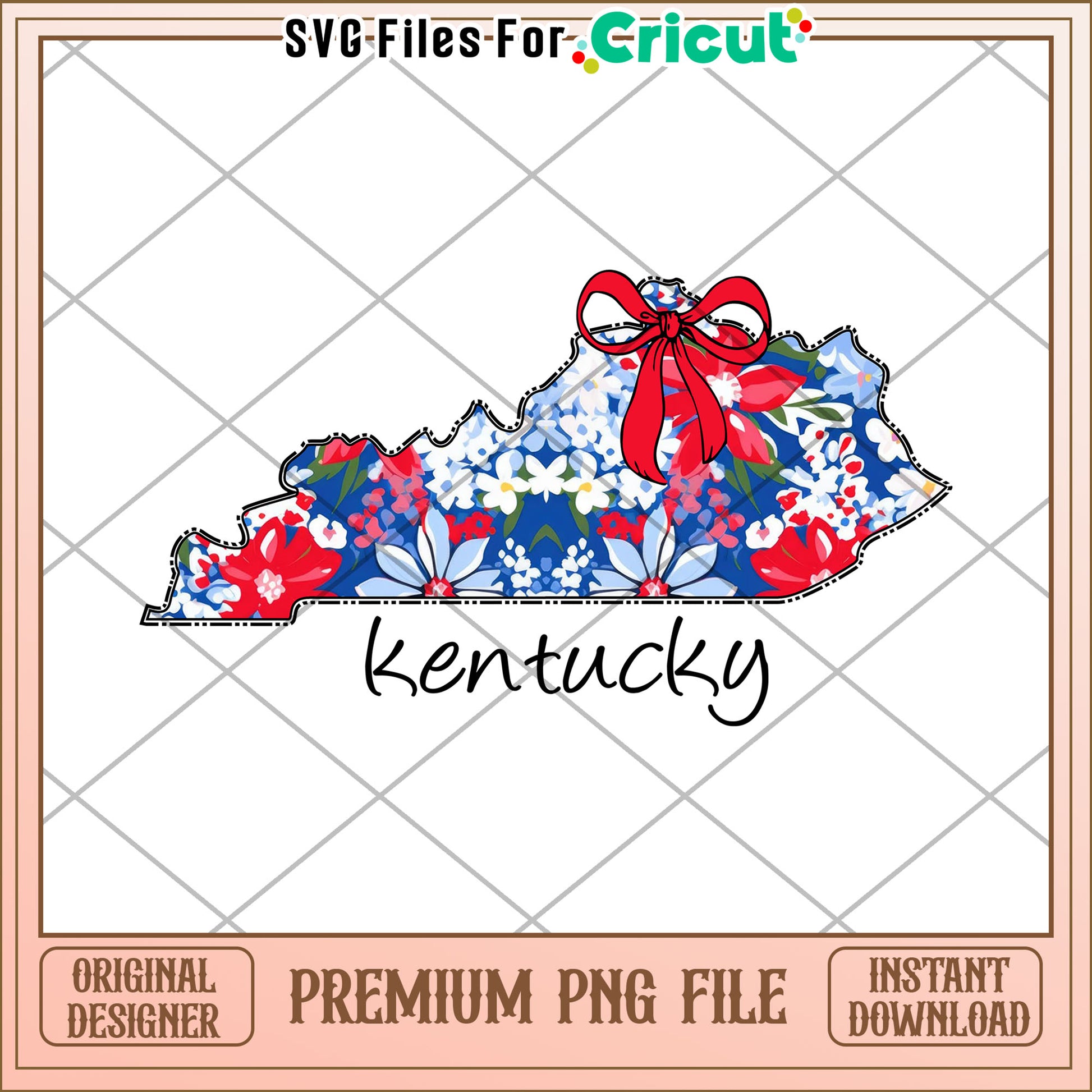 Kentucky Floral Map PNG Download