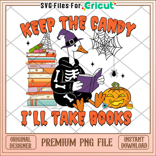 Kepp the candy i'll take books png, scary characters png, halloween pumkin png