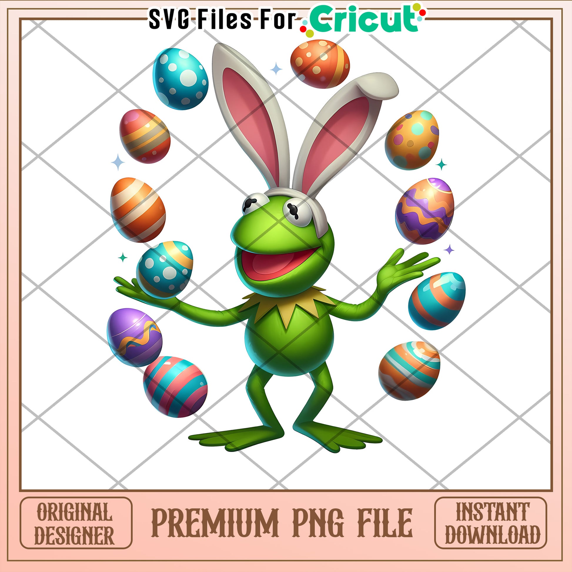 Kermit Easter Bunny PNG, Instant Download