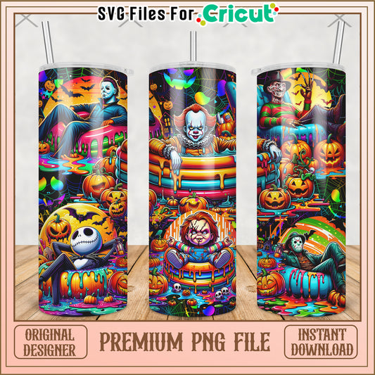 Kilers playing in the beach tumbler png, halloween cartoon png, halloween tumbler png