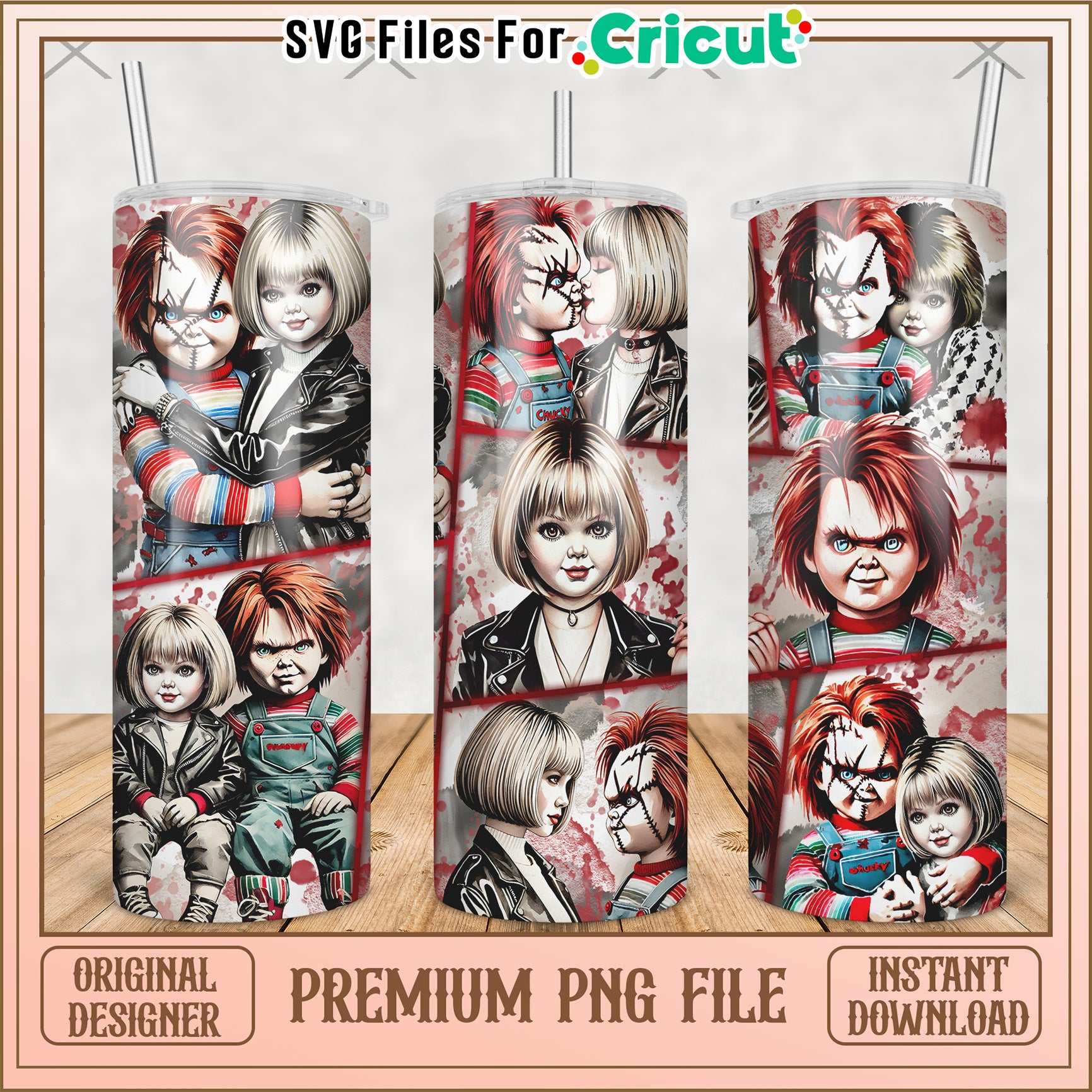 Killer doll chucky tumbler png, halloween cartoon png, halloween tumbler png