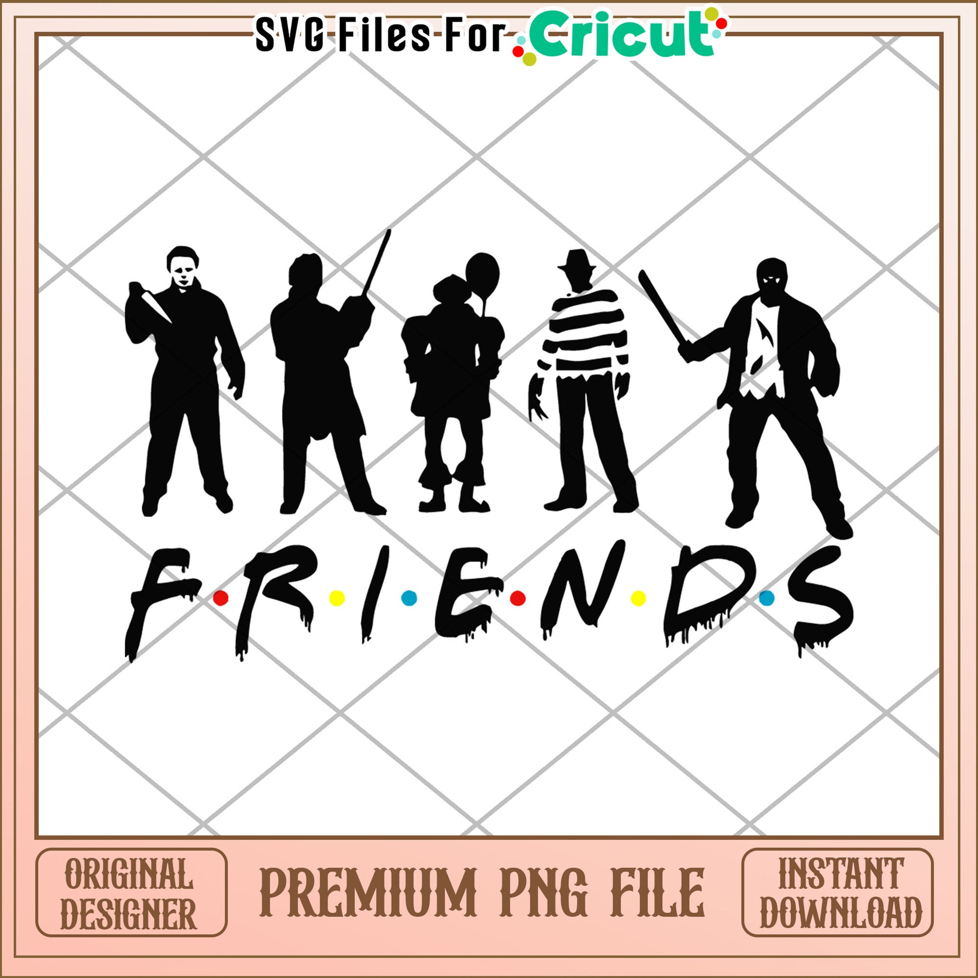 Killer friends illustration png, happy halloween​ png, spooky quotes png