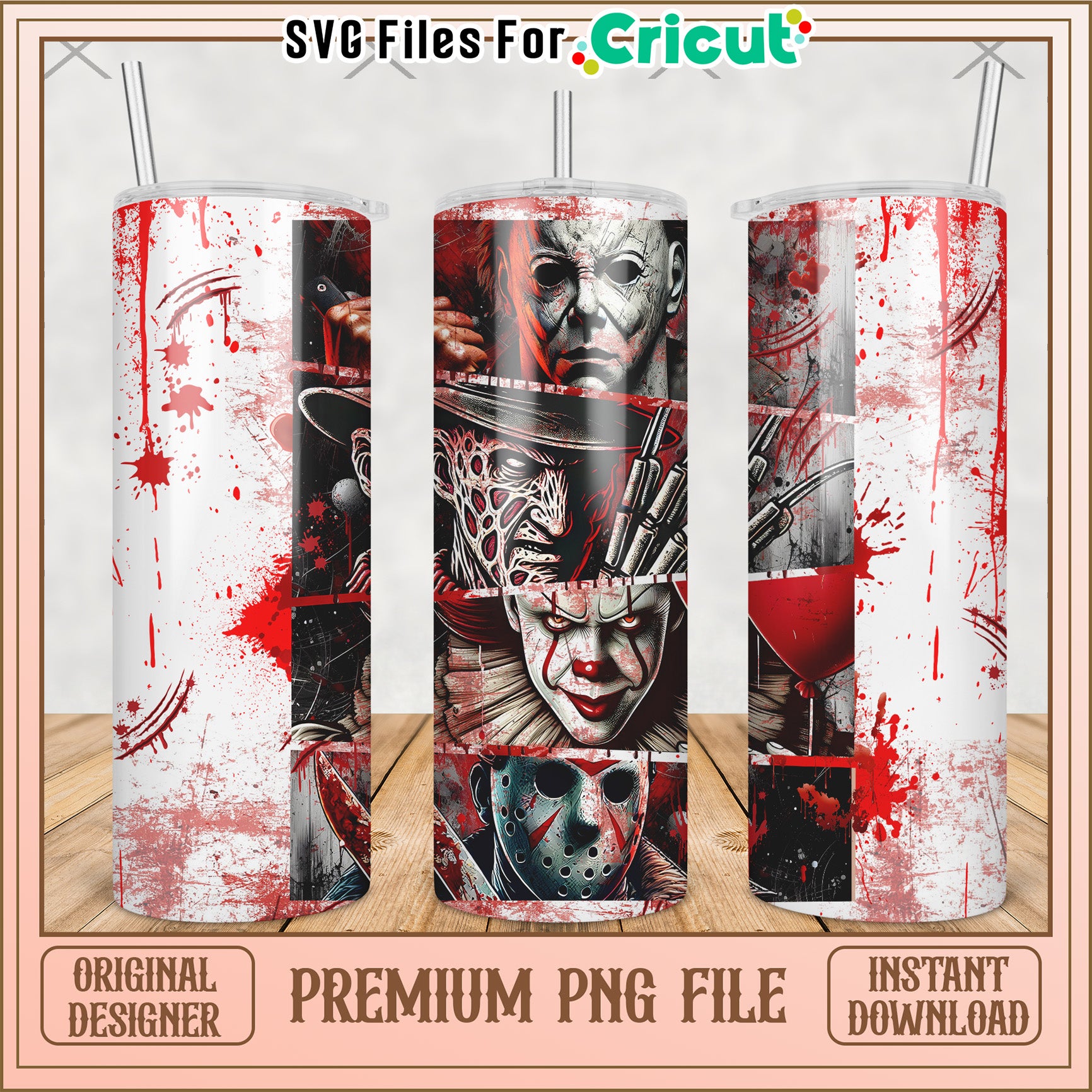 Killers halloween design tumbler png, horror movie png, halloween tumbler png