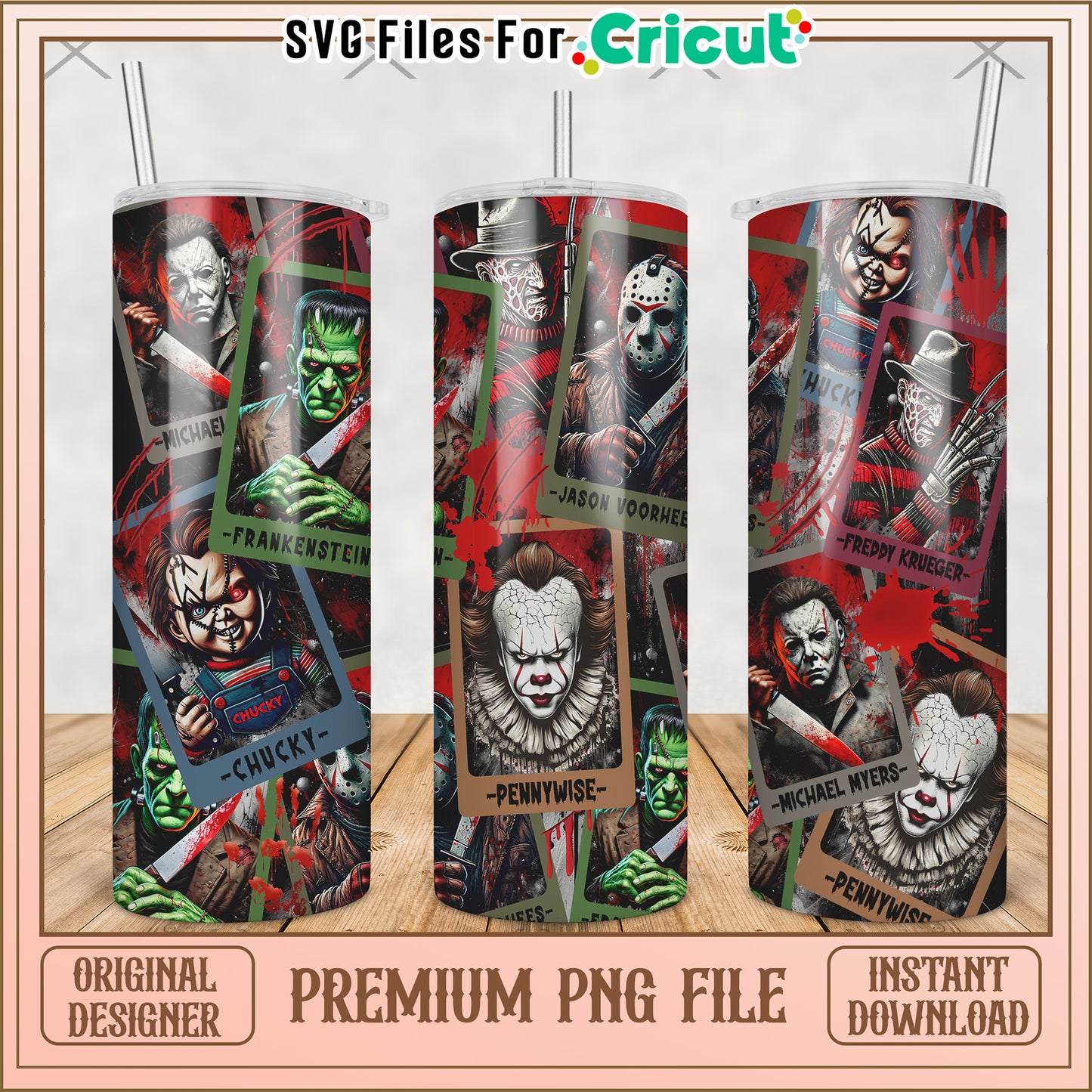 Killers halloween tumbler png, horror movie png, halloween tumbler png