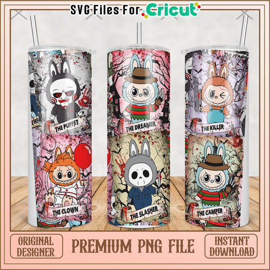 Killers labubu tumbler png, labubu cartoon png, labubu halloween png