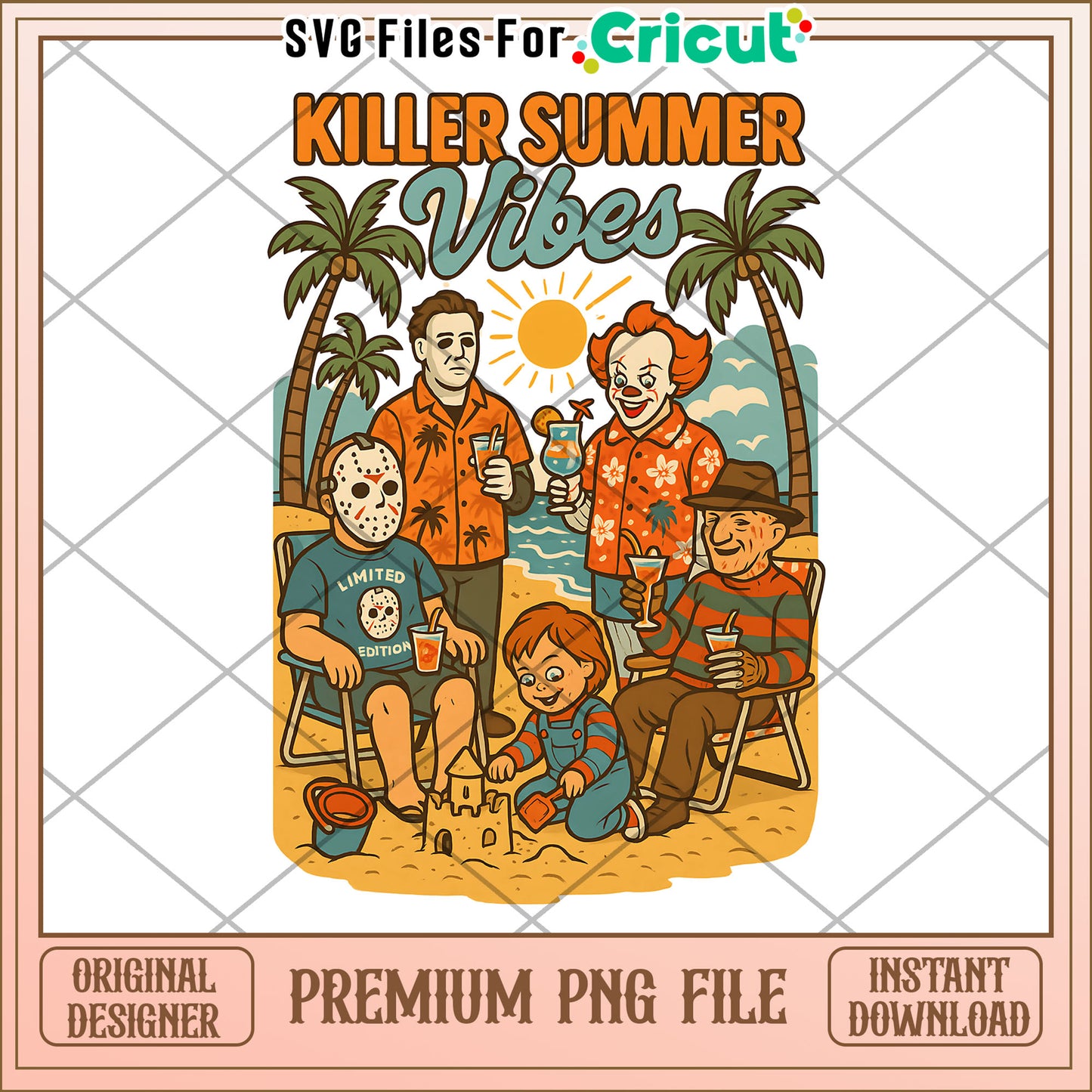 Killers summer vibes png, halloween png, halloween season png
