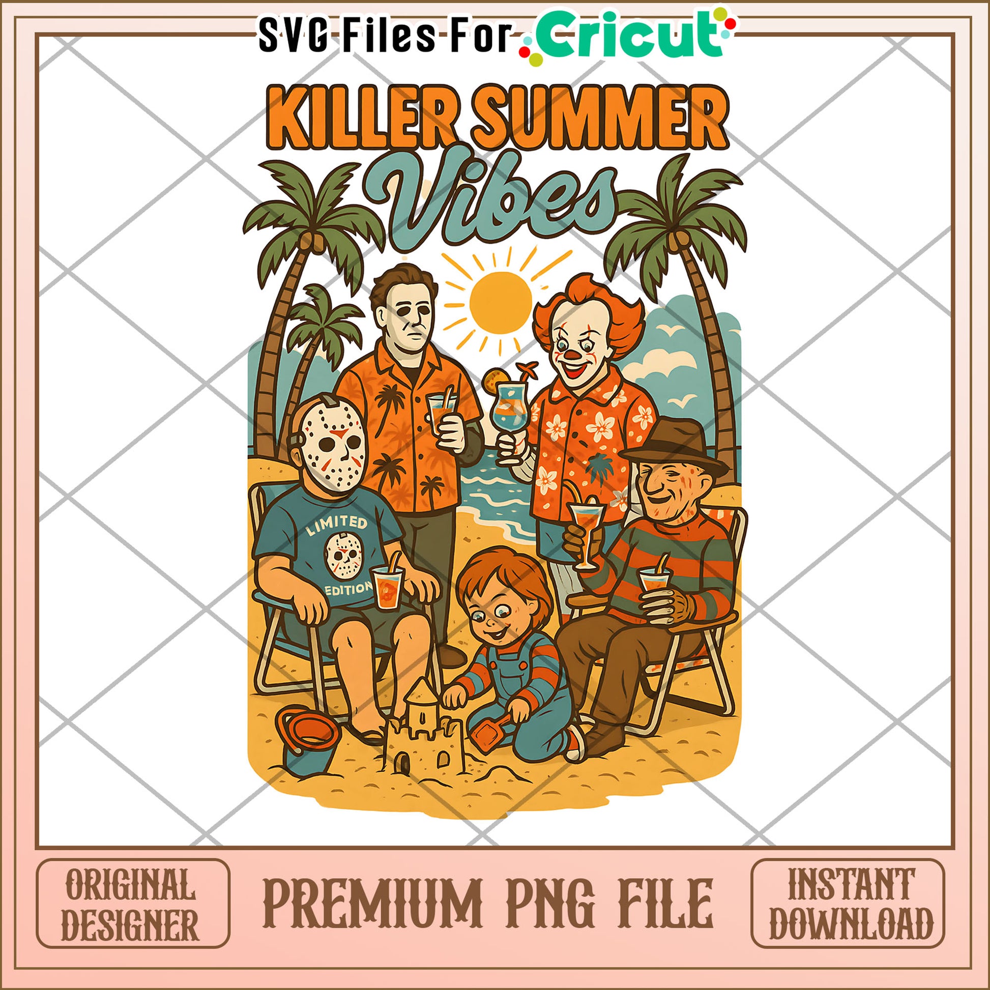 Killers summer vibes png, halloween png, halloween season png