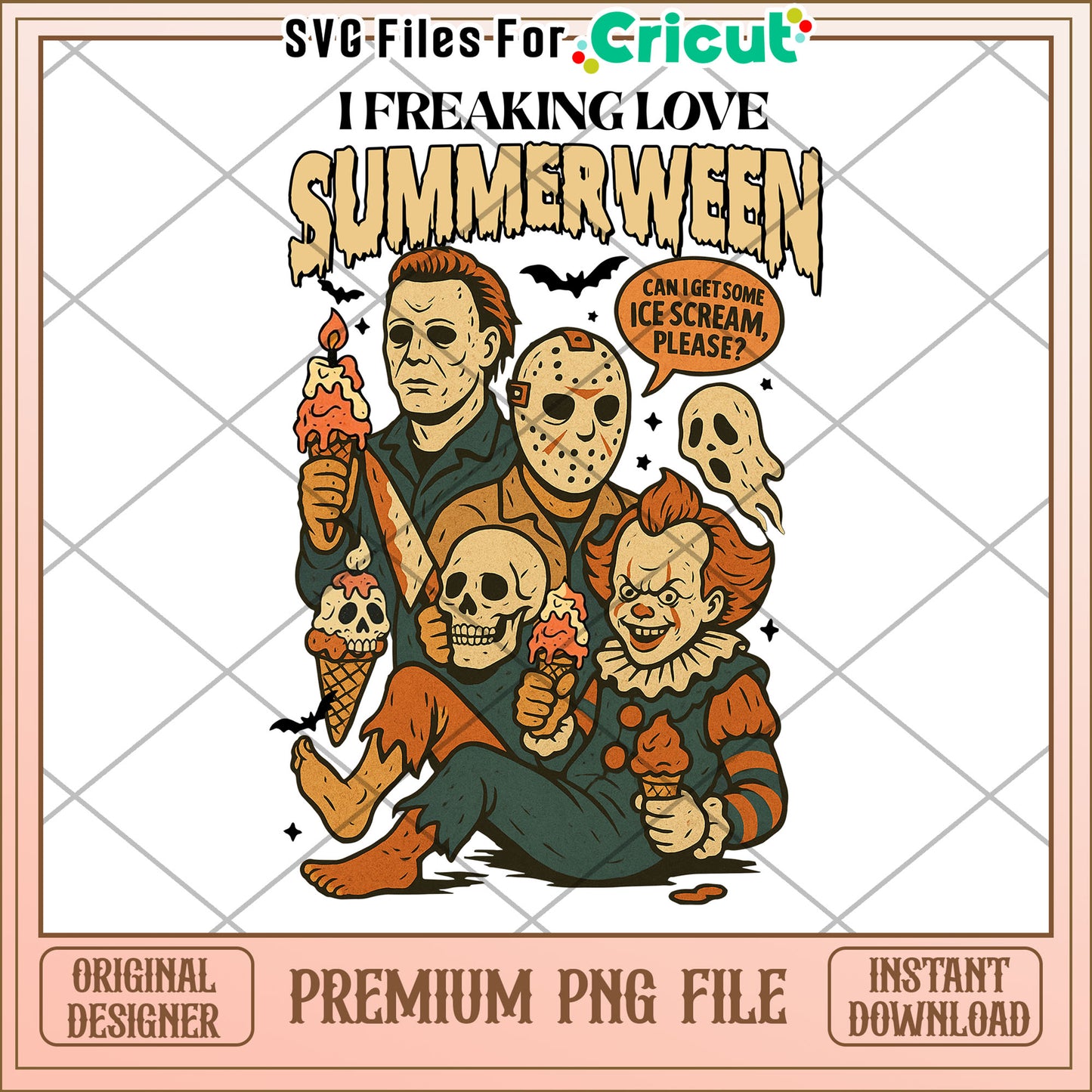Killer summerween design png, happy halloween​ png, spooky quotes png