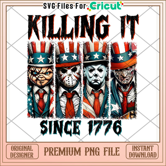 Killing it since 1776 png, 4th of july design png, patriotic theme png