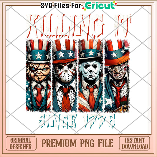 Killin it since 1776 design png, 4th of july design png, patriotic theme png