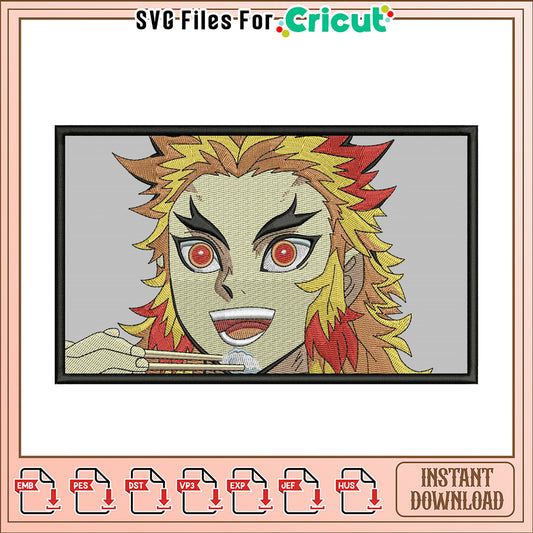 Kimetsu no Yaiba Rengoku Embroidery Design Instant Download