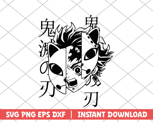 Kimetsu no Yaiba kamado tanjiro kitsune anime svg