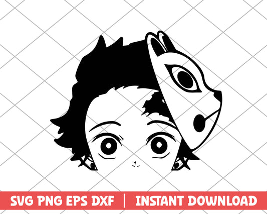 Kimetsu no Yaiba tanjiro kitsune anime svg